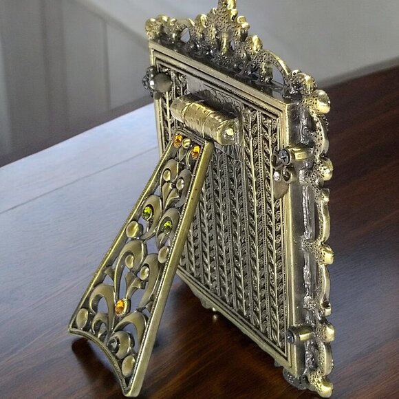 Tizo Italian Enamel Metal Photo Frame Retired Swarovski Crystals Ornate 3x3 - Picture 15 of 16